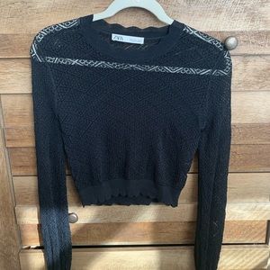 ZARA Mesh Pattern Long Sleeve Top